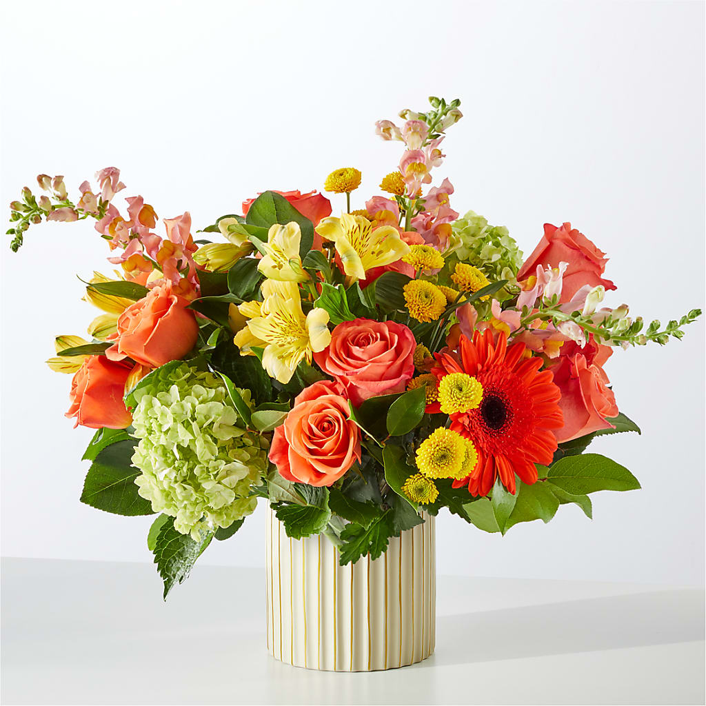 Autumn Sunshine Bouquet with Ivory Vase – YOLE'S FLOWERS, New Orleans LA