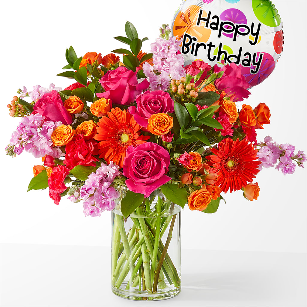 Fiesta Bouquet with Birthday Balloon – YOLE'S FLOWERS, New Orleans LA