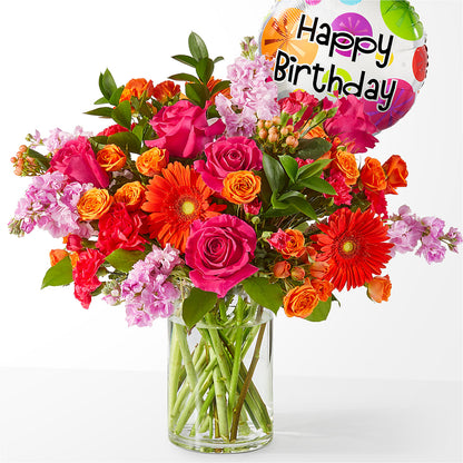 Fiesta Bouquet with Birthday Balloon – YOLE'S FLOWERS, New Orleans LA