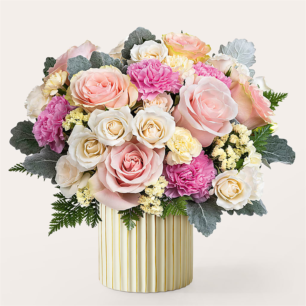 Blissful Moments Bouquet with Ivory Vase – YOLE'S FLOWERS, New Orleans LA