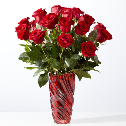 Classic Love Red Rose Bouquet with Luxe Swirl Vase – YOLE'S FLOWERS, New Orleans LA