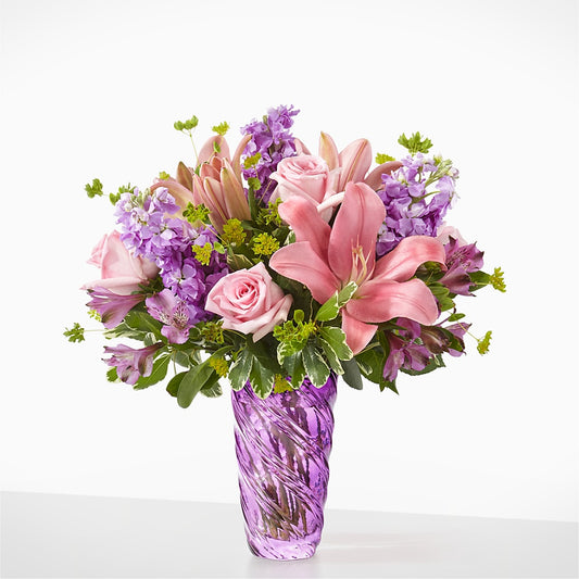 Precious Petals Bouquet with Luxe Swirl Vase – YOLE'S FLOWERS, New Orleans LA