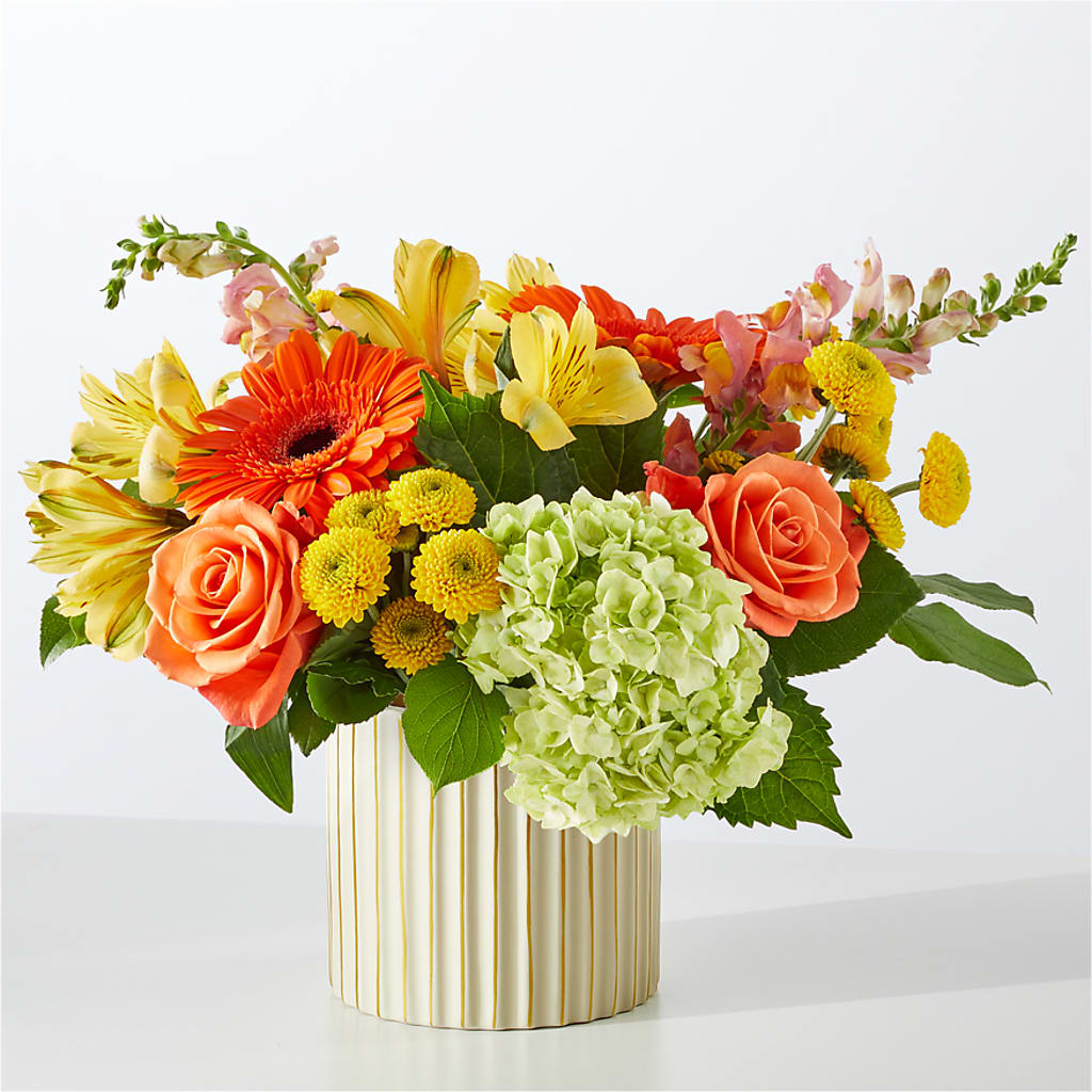 Autumn Sunshine Bouquet with Ivory Vase – YOLE'S FLOWERS, New Orleans LA