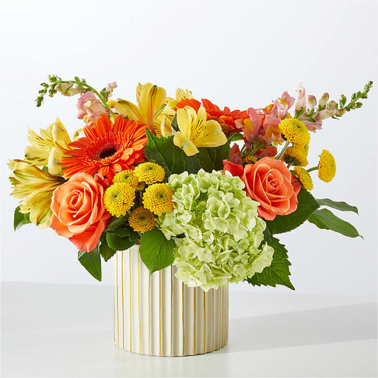 Autumn Sunshine Bouquet with Ivory Vase – YOLE'S FLOWERS, New Orleans LA