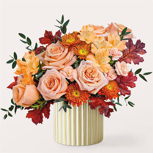 Spiced Latte Bouquet with Ivory Vase – YOLE'S FLOWERS, New Orleans LA